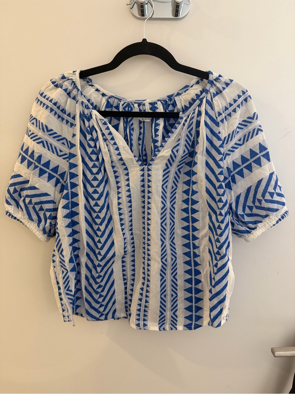 Velvet Royal Blue & White Top
